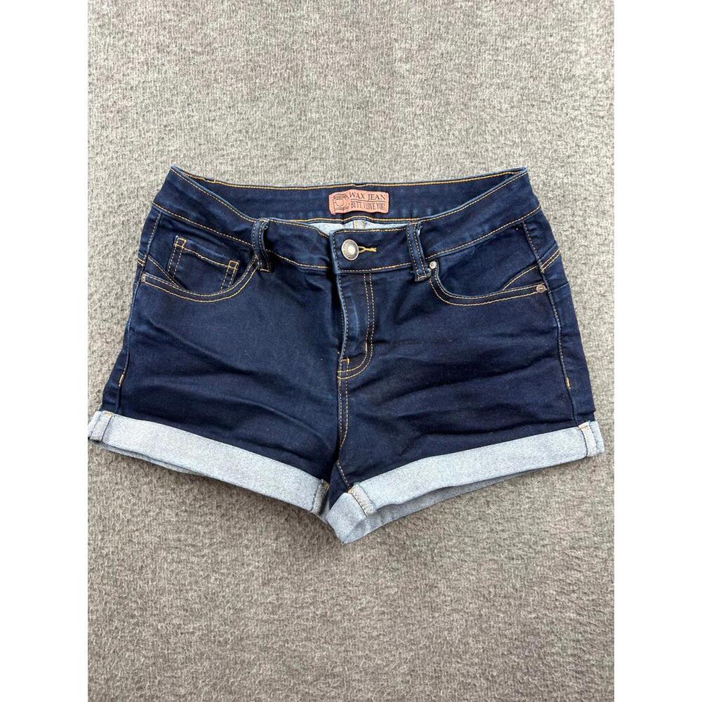 Wax Jean Dark Blue Denim Shorts with Cuffed Hem Size Medium